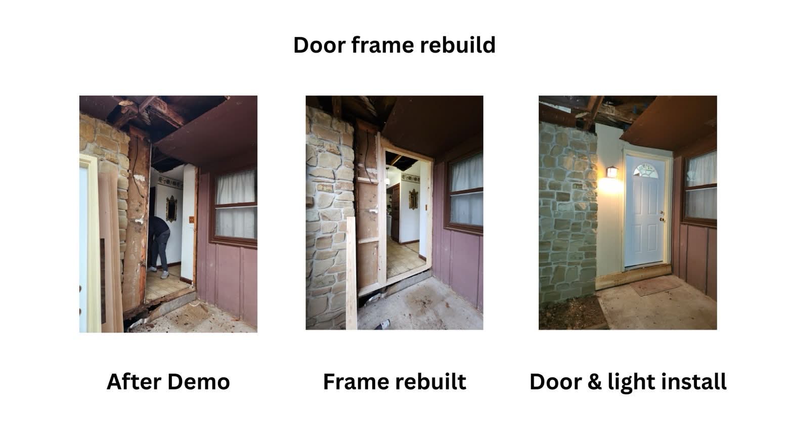 Door frame rebuild - before and after
